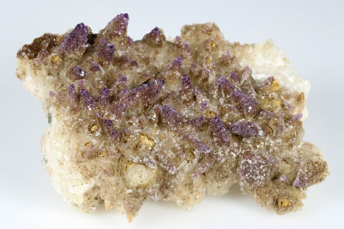 Calcite Crystal Cluster with Purple Fluorite (New Find) - China #177583